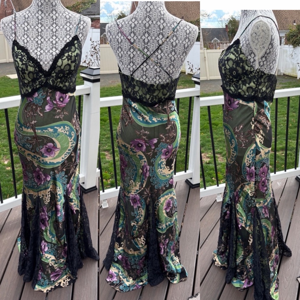 Vintage 90’s Y2K Silk Dress Vintage Floral Vintage Lace Dress Vintage Silk Dress - Picture 7 of 14